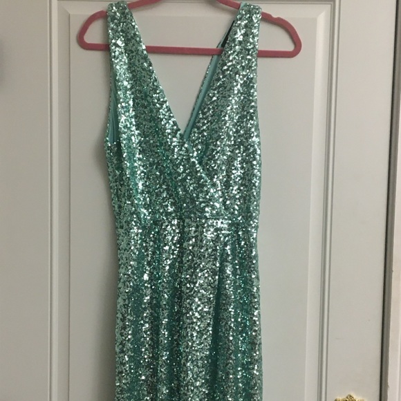 ASOS TFNC London Mint Green Sequin Wrap Dress - Picture 11 of 13